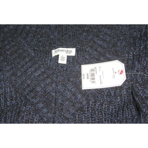 NEW NWT Marled Navy Blue Sz Large Soft Stretchy Short Sleeve Tunic Sweater SJB - Picture 3 of 3